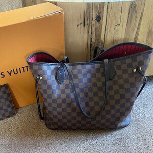 Louis Vuitton LV Tote Bag Neverfull MM Brown Damier TOTE WITH POUCH/BOX!